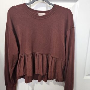 Altar'd State Burgundy Ruffle Hem Top